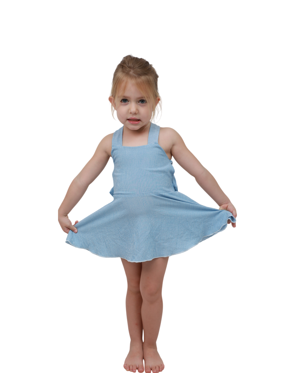 Sky Pinstripe Mini Dress